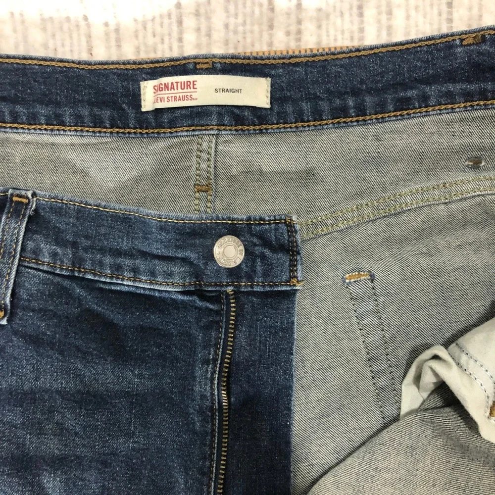 Signature by Levi Strauss Men Dark Wash Straight‎ Leg Jeans W40 L30 Gold Label